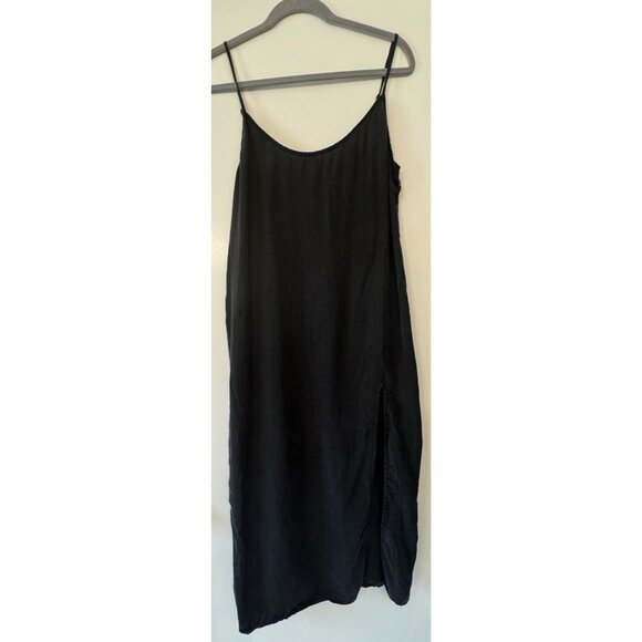 Zara Women Large Fillsens Black Strappy Midi Maxi Slip Dress Slit Glam Party - Picture 2 of 11
